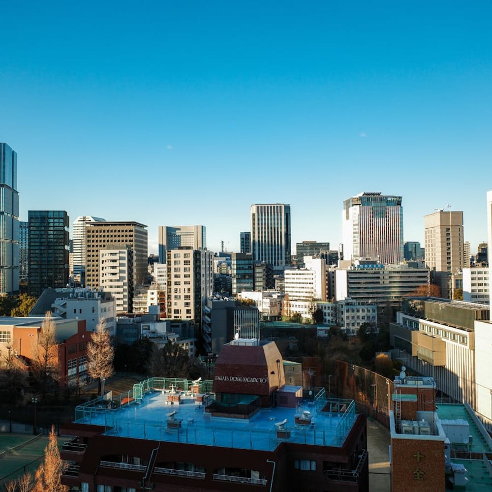 Tokyo skyline with modern high-rise buildings and urban architecture at dusk